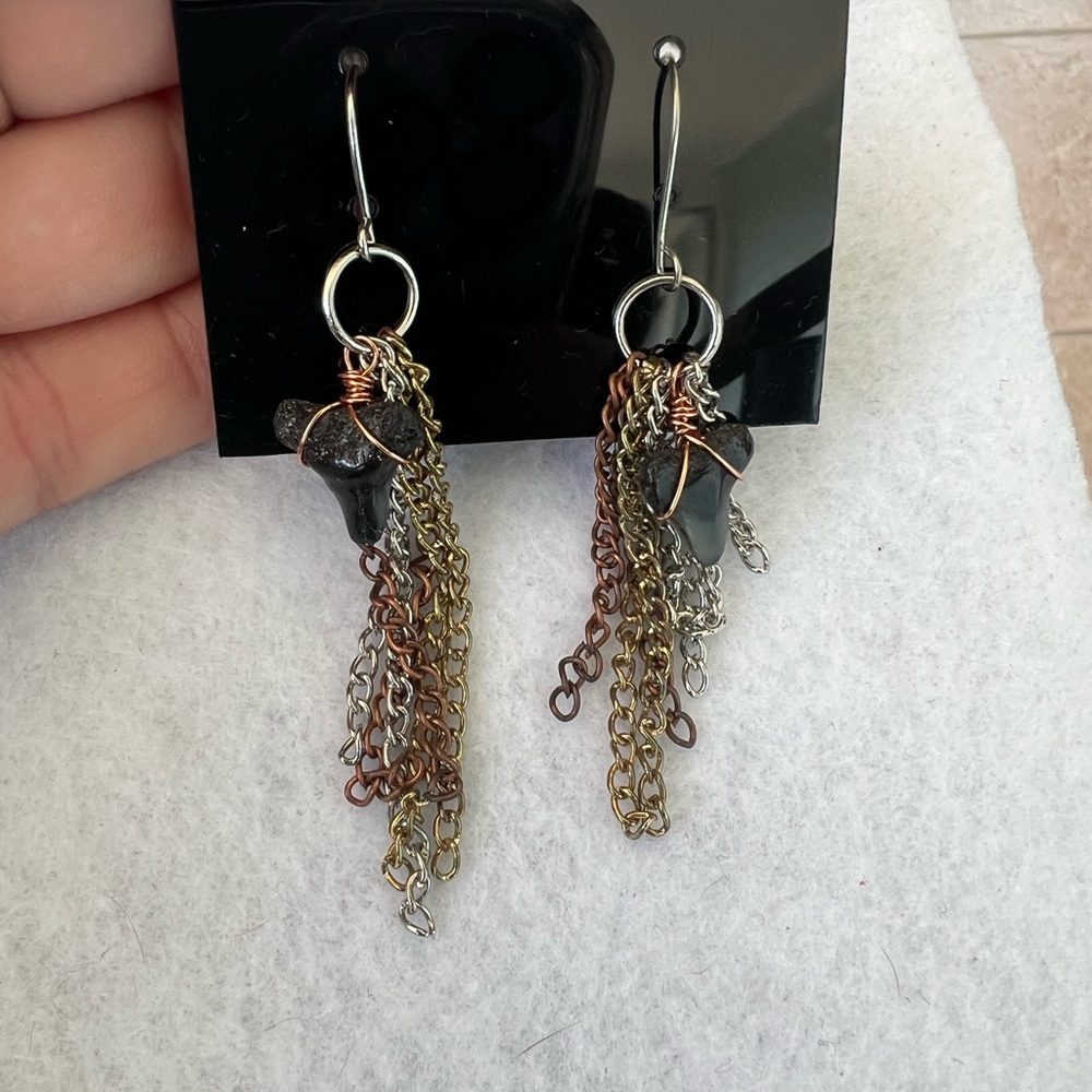 Handmade shark tooth earrings
